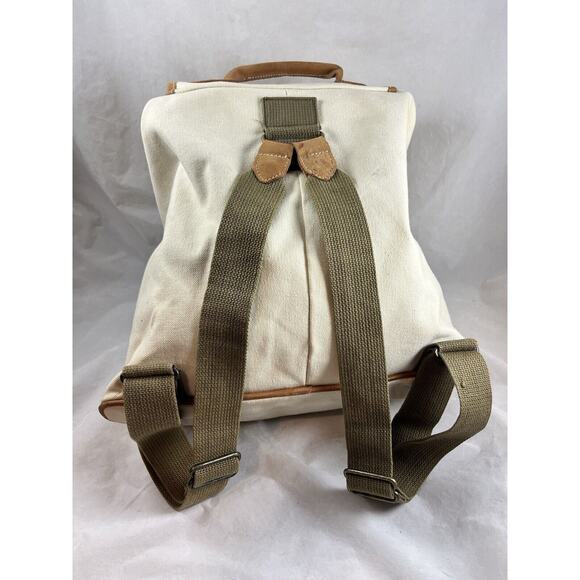 GH Bass Canvas Backpack Rucksack Drawstring Closure Bucket Style Leather Trim - Picture 7 of 13
